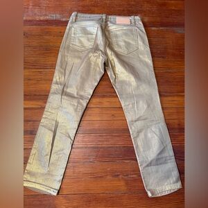 Authentic Louis Vuitton Women’s Gold Metallic Cropped Jeans size 40